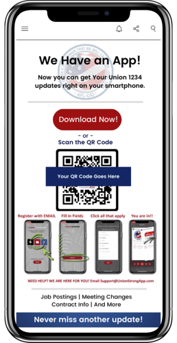Labor Union Mobile App Promotion page